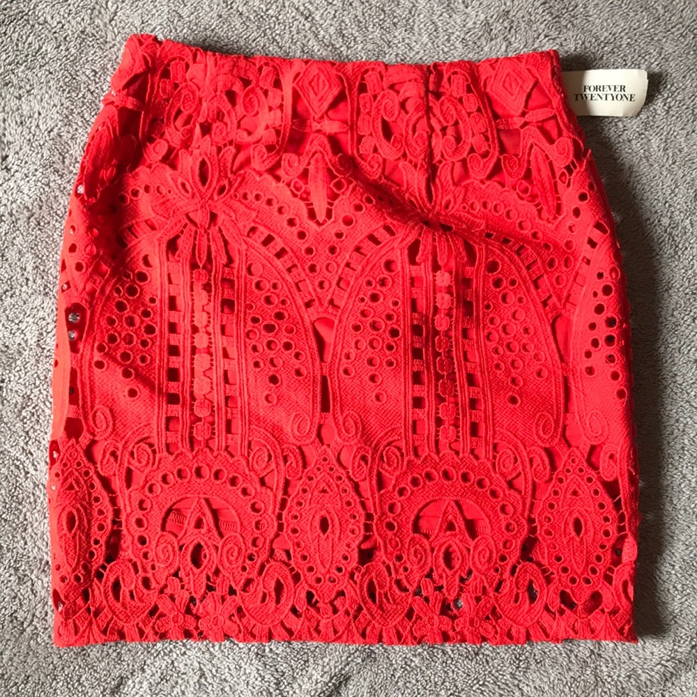 Forever 21 Red Lace Mini Skirt